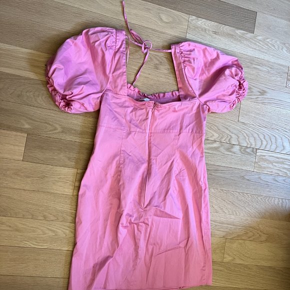 Pink Topshop Puff Sleeve babydoll mini dress size US 8/Medium - Picture 4 of 6